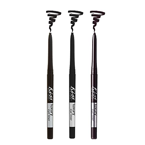 KISS Luxury Eyeliner 3 PACK (Blackest Black, Classic Black, Intensifying Brown)