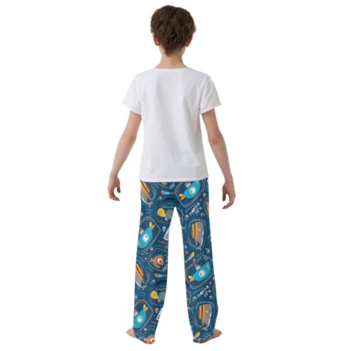 ZZXXB Marine Submarine Fish Boys Long Pants Soft Trousers Elastic Waist Kids Lounge Bottoms with Pockets S-XL3