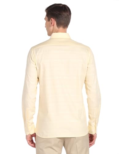 Image of Arrow Men's Full Sleeve Slim Fit Collar Cotton Formal Shirt Beige