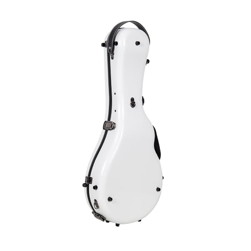 Image of Crossrock Case - Fiberglass Mandolin Case - Fits Both A & F Styles - Padded Straps, Accessory Compartment, Fixed & Removable Padding - Includes TSA Lock - White