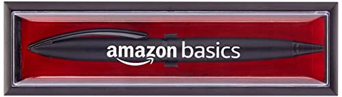 Image of amazon basics Elegant Ballpoint Pen with Classy Stainless Steel Body (Vintage Black, Blue Ink)