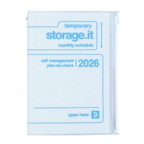 手帳 2026 スケジュール帳 2025年12月始まり 月間ブロック B6変型 ストレージイット/シャーベット ヨーグルト マークス 26WDR-CMU02-WH