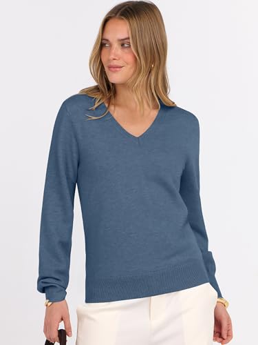 Image of ANRABESS Women's Long Sleeve V Neck Basic Sweaters | Classic Pullover Tops,Soft Loose,Business Casual Work,Travel Vacation,All Day Wear,Fall Spring Outfits,Winter Layer Clothing