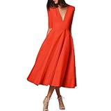 Angebote des Tages Heute Blitzangebote Kleider Für Hochzeitsgäste Rockabilly Damen Etuikleid Elegant Festliche Chiffonkleid Festlich Abschlusskleider Hemdblusenkleid Kleid Lang (A Saffron,S)