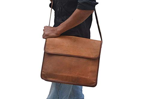 Image of Hyena Unisex Leather Half Flap Messenger Bag Laptop Padded /College Bag