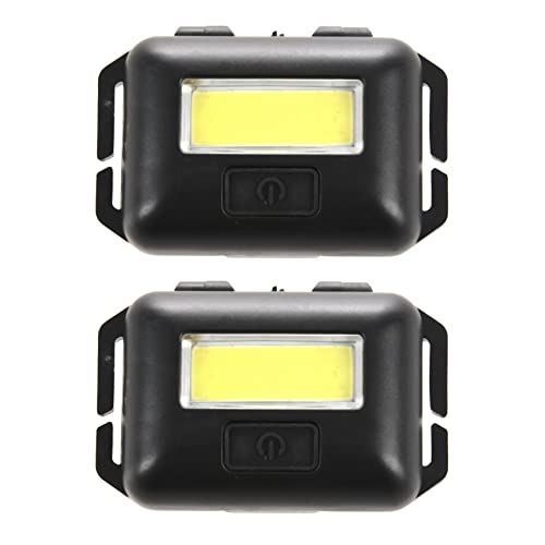 Kopinma 2X Cob LED Mini Head Light Lamp Headlight 3 Modes Rainproof Flashlight Head for Outdoor Camping Fishing Black