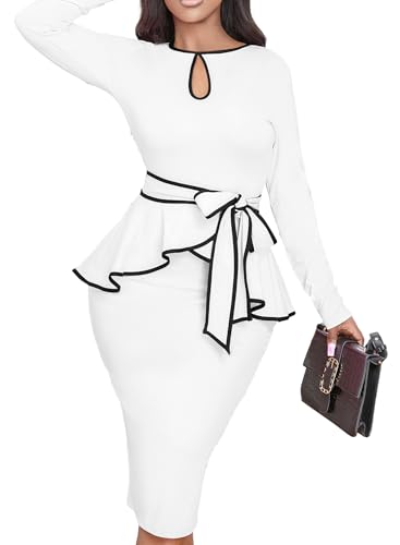 Image of Women's Bodycon Vintage Dresses Elegant Peplum Dresses for Women Business Work Office