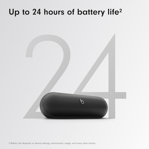 Image of Beats Pill - Wireless Bluetooth Speaker and Portable Charger via USB-C - Up to 24 Hours Battery Life, IP67 Water Resistant, Apple & Android Compatible, Built-in Microphone - Matt Black