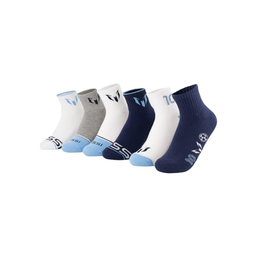 Messi Boys' Lifestyle Ankle Socks, 6-Pack, Soft & Stretchy, Comfortable