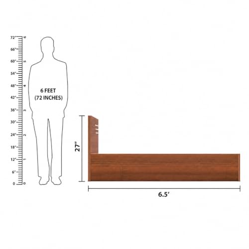 Image of Bharat Lifestyle Amsterdam Queen Size Bed Without Storage | Engineered Wood Wooden Bed Frame for Bedroom | Durable Double Bed with Modern Design | Brown Finish | Knock Down