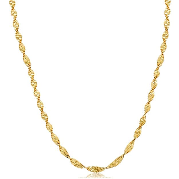 bhumi creation Gold Plated Twisted Disco Simple Chain Necklace for Men & Women (24")-picture-3