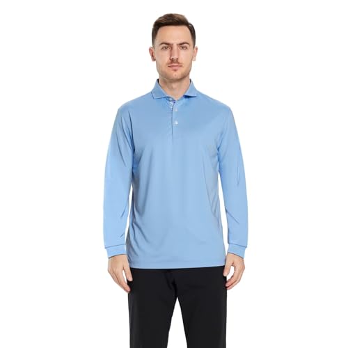 Image of Mens Polo Shirts Short and Long Sleeve Casual Solid Stylish Dry Fit Performance Designed Collared Golf Polo Shirts for Men