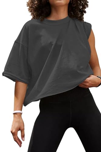 AirMood Oversize Workout Crop T-Shirt Tops Oversized Casual, dunkelgrau, M