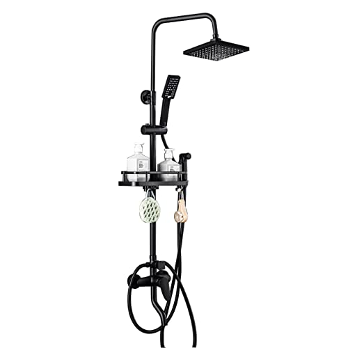 Système de douche noir haute pression avec ensemble de robinet mural