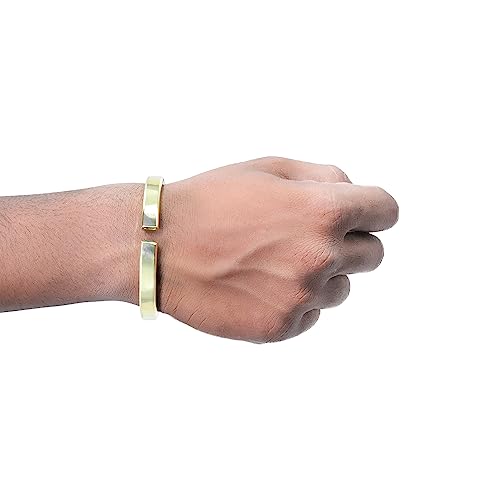 CHAKRADHARI 99.9% Pure Brass Flat Kada Bangle Bracelet for Men | 99.9% Pure Pital Kada | Astrological & Healing Benefits | Strength, Confidence & Energy | पुरुष हेतु शुद्ध पीतल कड़ा | Handmade in