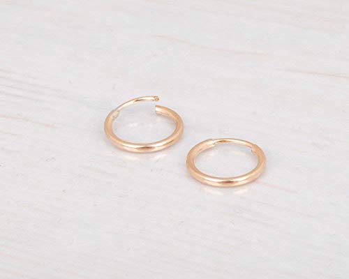 Tiny Gold Filled Hoop Earrings - Designer Handmade 12Mm Thin Dainty Pair Of Hoops #TOP6