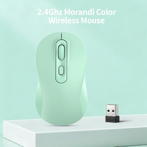 Image of Wireless Mouse, 2026 New Model, Silent Click Ergonomic Design, Portable, 4 Buttons, Adjustable DPI (800 /1200 /1600), for Laptop /PC /Office (Green)