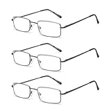 Lunettes de Lecture pour Hommes, Cadre Métallique Haute définition, Protection Anti-Rayons Bleus, Anti-Fatigue Visuelle, Idéales pour l'Usage Informatique, Gris, 3.0