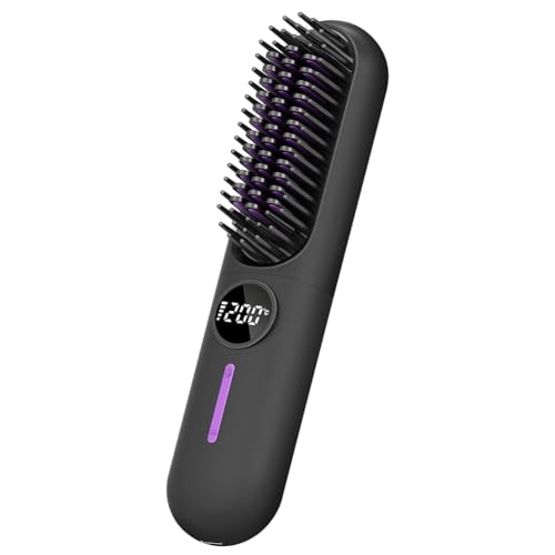 Peigne lisseur électrique chauffant noir anti-brûlure à ions négatifs pour cheveux