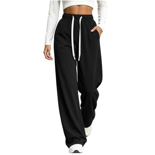 Sweatpants for Women Straight Leg Drawstring High Waisted Yoga Sweat Pants - image 1