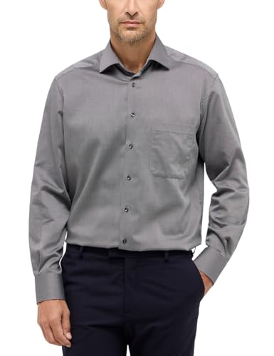 Chemise en coton confort fit ETERNA grise taille 40 pour un style professionnel impeccable