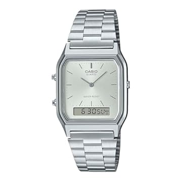Relógio Casio Feminino Anadigi Vintage Prata AQ-230A-7AMQYDF