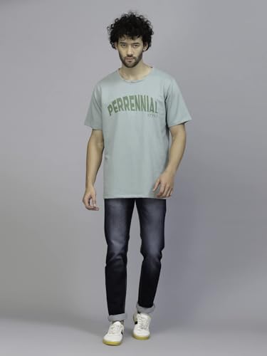 Image of Rigo Back Printed Half Sleeves Round Neck Oversized T-Shirt for Men | Drop Shoulder T-Shirt for Men | Loose Baggy Fit T-Shirt for Men
