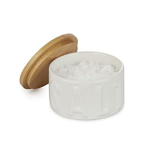 Balvi Bote para Sal en Escamas Salt Color Blanco con Tapa Bambú/cerámica