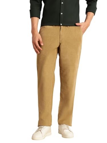 Image of Thomas Scott Men's Regular Fit Mid-Rise Corduroy Trouser | Textured Fabric | 4-Pocket Casual Pants for Men