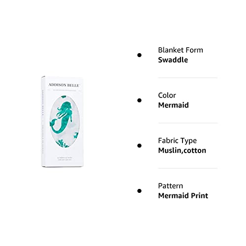 Addison Belle – Swaddle Blanket – 100% Muslin Cotton Newborn Swaddle For Baby Boy/Girl – Soft Lightweight Baby Wrap + Receiving Blanket – Unisex – 47” X 47” (Mermaid) #TOP5