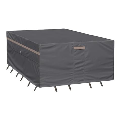 Garden Balsam Heavy Duty Waterproof Patio Furniture Covers,Fade Resistant Outdoor Table and Chair Covers Rectangular 98" Wx 78" D x 28" H Dark Grey Cover