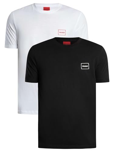 Hugo Lot de 2 t-Shirts Homme anti-déformation col rond durable