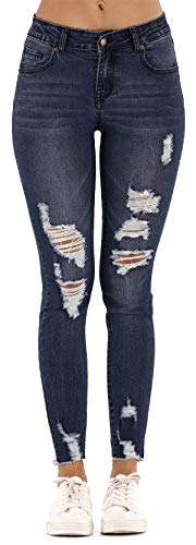 Onlypuff Women'S Butt-Lifting Skinny Jeans High-Rise Waist Brazilian Style Dark Blue 4 cover