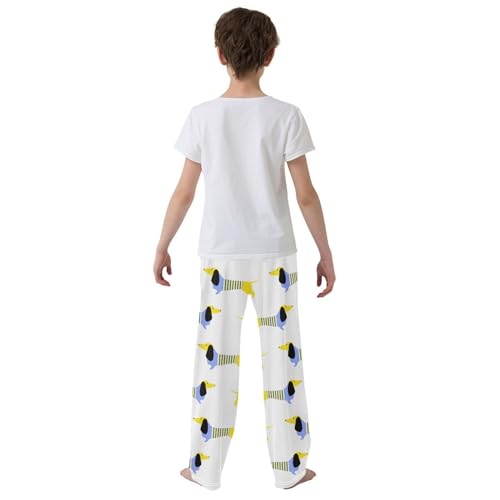 Boys' Pants Scandinavian Dog Blue Yellow Cartoon Long Bottoms Jogger Pants Elastic Waist Trousers with Pockets S-XL3