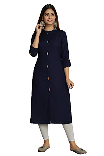 Image of NEW4U Women's Solid Rayon Straight Kurta