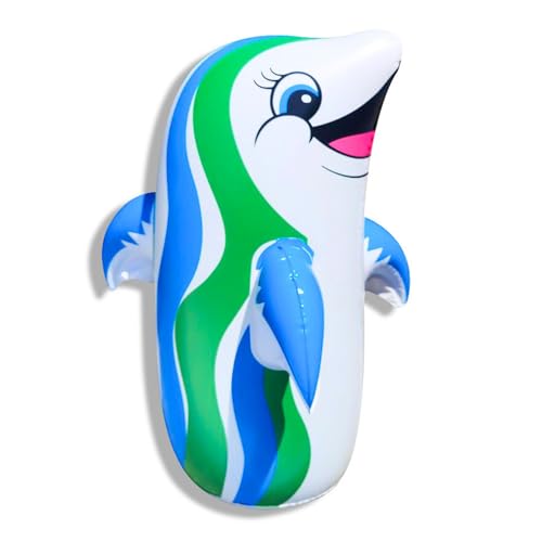 SWIMLINE Inflatable Bop Bag Pool Float – Fun Poolside Activity for Groups, Dancing Dolphin, Small 18"