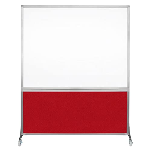 DivideWrite Mobile Whiteboard | Double Sided Dry Erase Board | Portable Office Cubicle Partition | Display for Classrooms, Conference Rooms, Meeting Areas and More | Red Fabric 5' Wide X 6' Tall