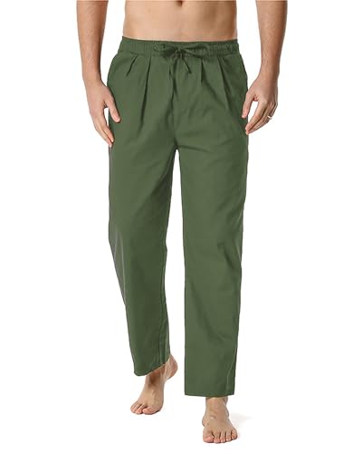 Pantalon de yoga léger homme en coton vert militaire pour un été décontracté