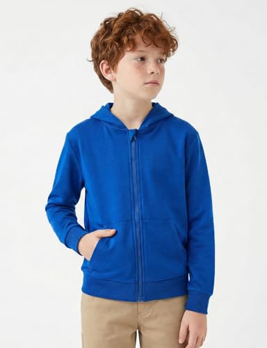 Image of Spring&Gege Boys Zip up Hoodie Soft Solid Classic Full Zip Hooded Sweatshirts for Kids (3-14 Years)
