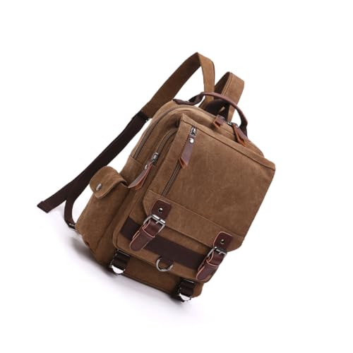 AMSLSIU Bolso bandolera de un hombro resistente al desgaste para mujer, organizador multifuncional para exteriores, informal, mochila de lona resistente al desgaste, Café/Un hombro