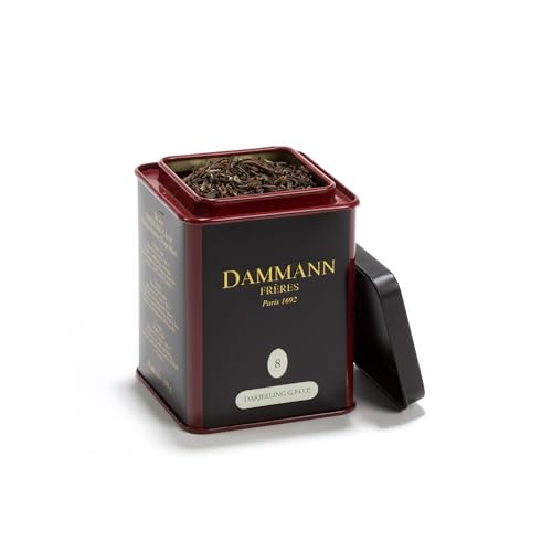 Dammann Freres Loose Leaf, India Darjeeling Premium Gourmet Black French Tea, Peach, Almond Flavors, 3.52 Ounce Tin
