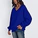 Sweatshirt For Women Oversized V Neck Fleece Pullover Casual Sweaters Soft Sweatshirts Long Sleeve Hoodies Workout Fall Fashion Clothes Winter Comfy Tops Royal Blue XXXL