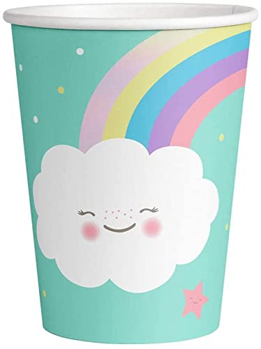 Amscan Rainbow & Cloud Einwegbecher – 8 Bunte Papierbecher Für Jede Party