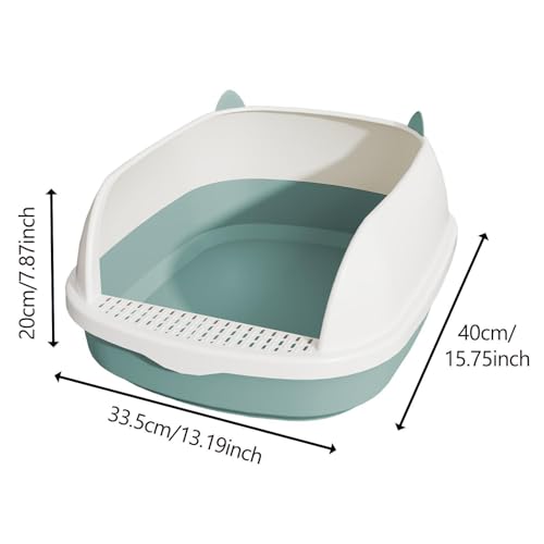 Bandeja sanitaria para gatos con borde alto y pedal de criba azul miniatura 3