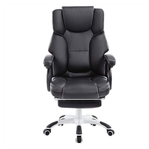Silla de oficina reclinable ejecutiva, silla de jefe con función de calor, elegante asiento cómodo de piel para el trabajo y la relajación