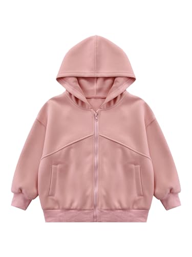 Kids Girls Cotton Soft Hooded Sweatshirt Full Zip Long Sleeve Coat Fall Winter Jacket Outerwear Casual3