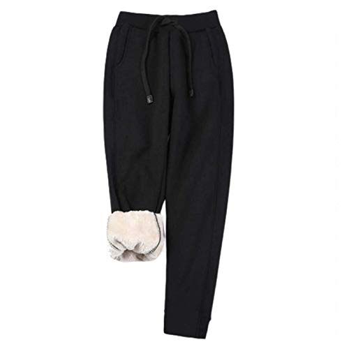 XiuLi Wollhose für Damen Herbst Winter Hose mit geradem Bein Lose, Outdoor Freizeithosen Schlupfhosen Damen Laufhosen (Color : Black, Size : 5XL) Cover