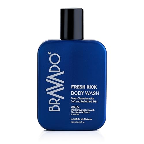 Image of BRAVADO Fresh Kick Body Wash (Pack of 6) Value Bundle | Deep Cleansing Shower Gel for Men | Hydrating Body Wash Removes Sweat Dirt & Pollution | 200ml Each