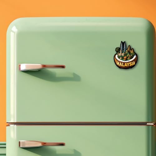 Image of CVANU Malaysia Country Landmark Theme 2pcs MDF Fridge Magnet - Wooden Travel Souvenir Refrigerator Decorative Collectible Magnet