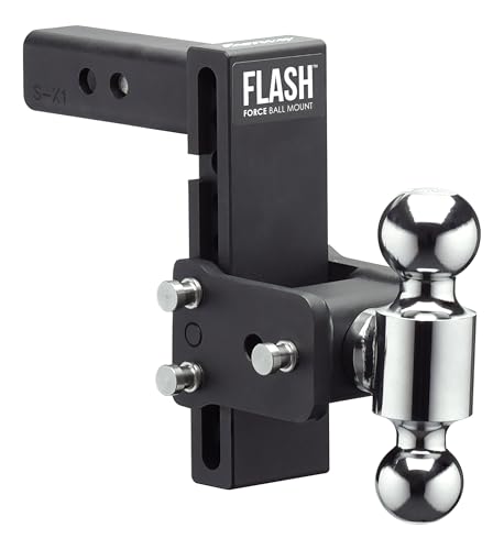 FASTWAY Flash Force Adjustable Steel Ball Mount, Dual Hitch Balls, Quick Height Adjustment, Stowable, for 2